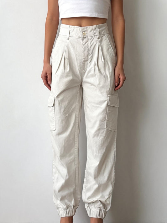 Sunday best cargo denim joggers in white Small