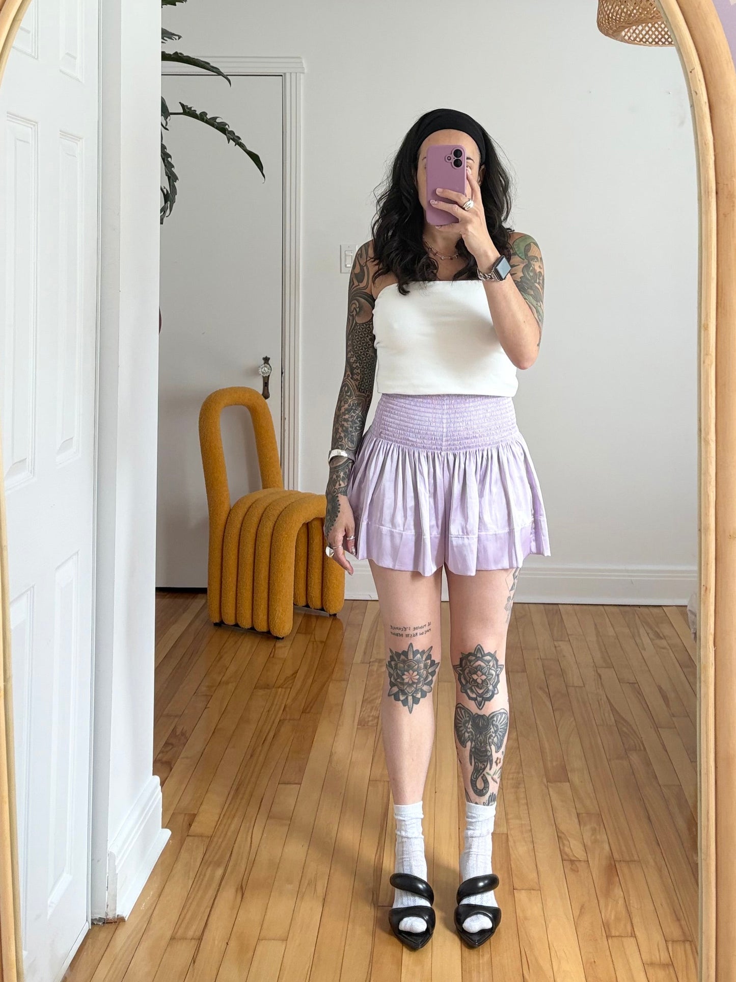 Natural life satin skort Small