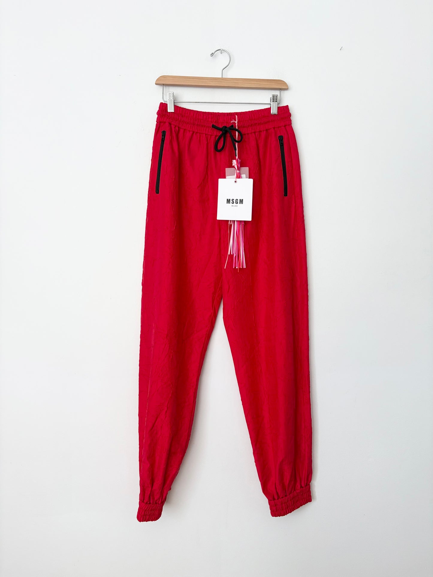 MSGM silk blend crinkled joggers Medium