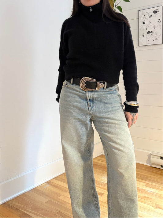 Saks Fifth Ave quarter zip cashmere sweater Medium