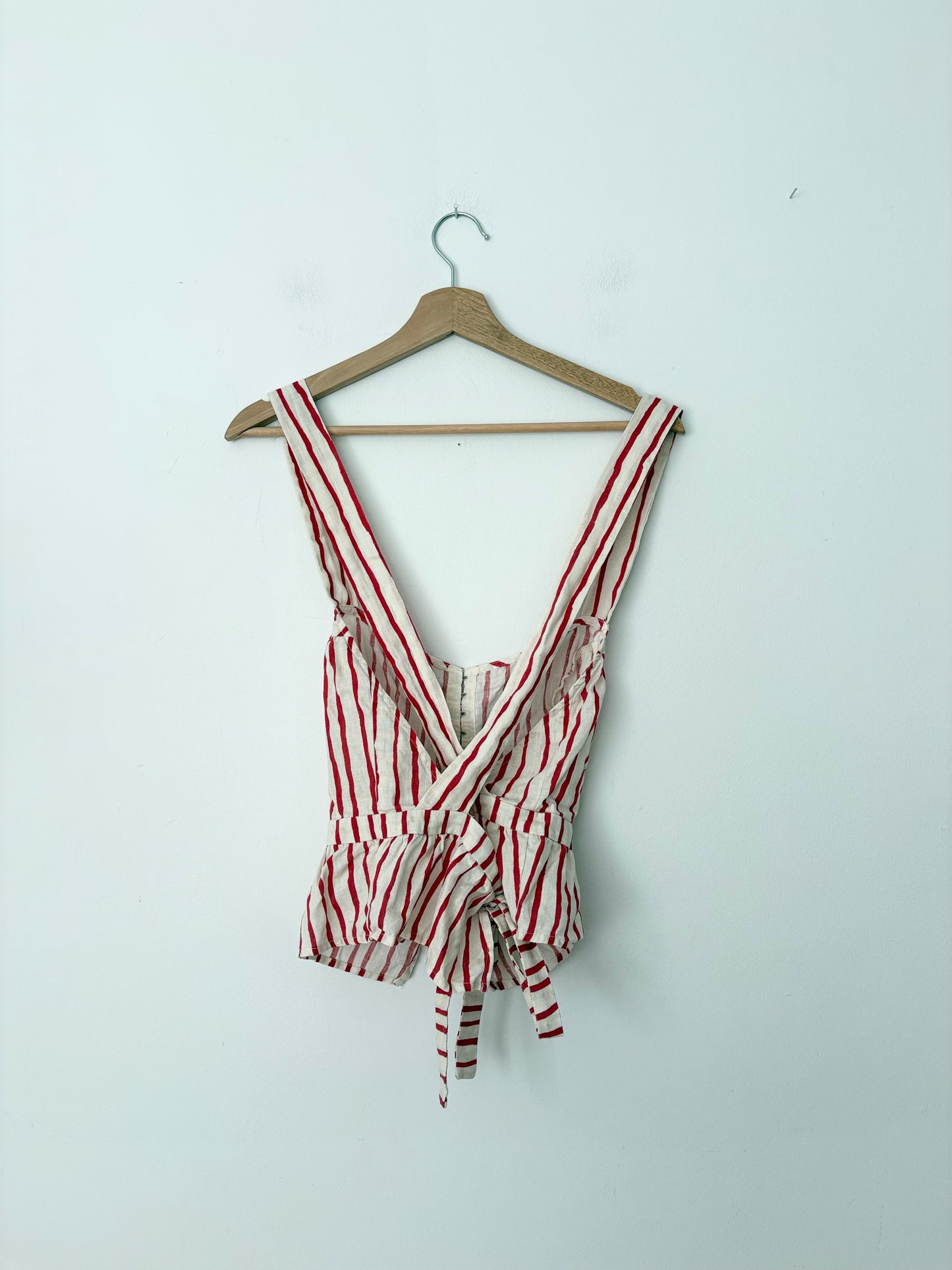 VRG GRL linen stripe crossback tank XL