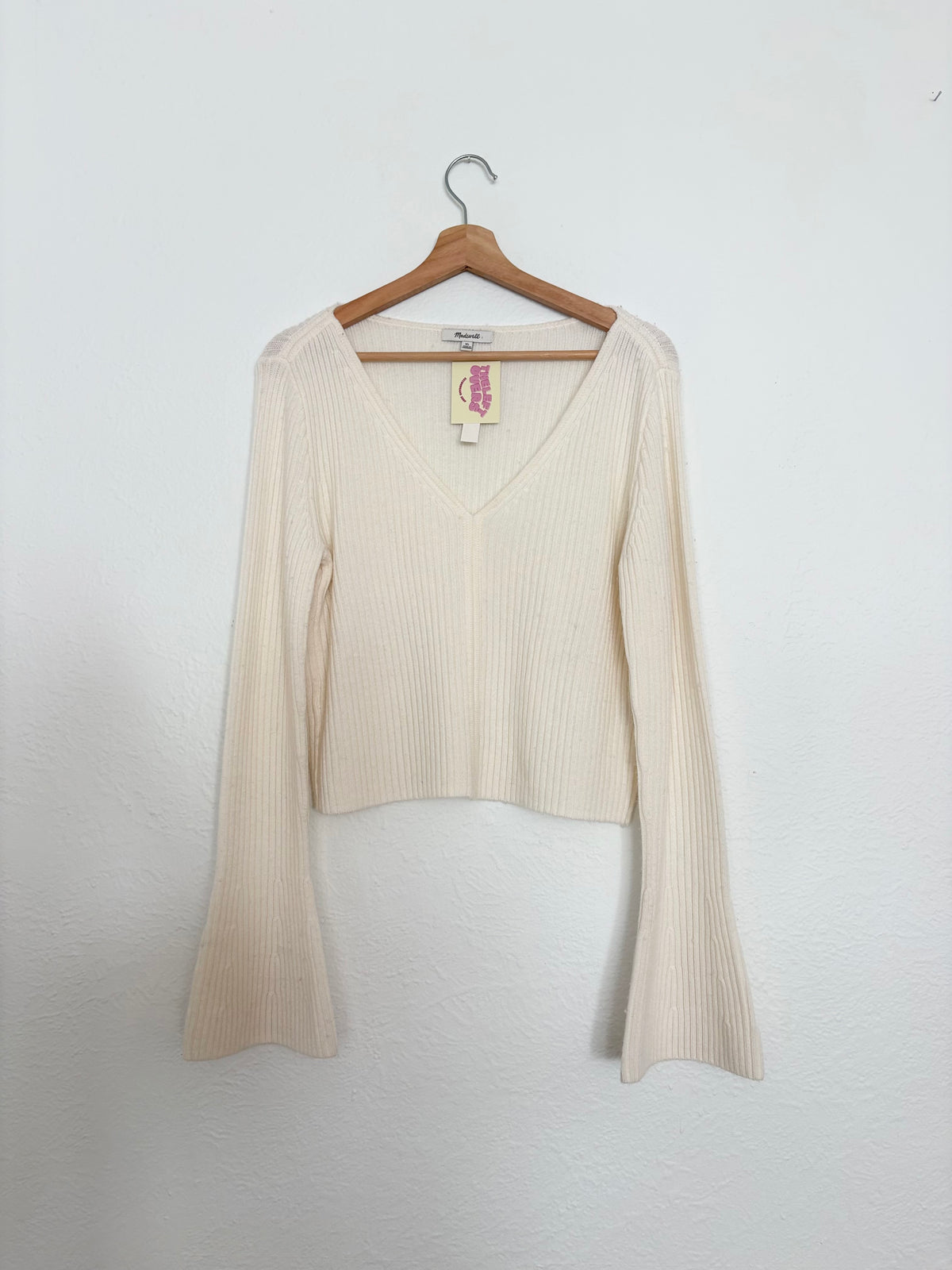 Madewell ribbed V neck sweater in merino wool XL