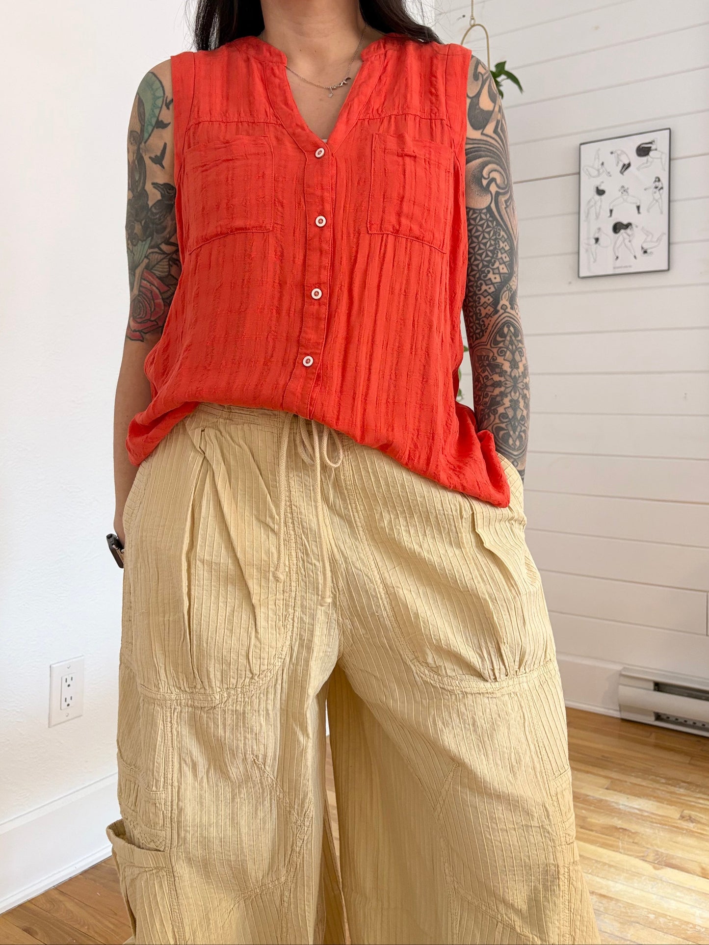 Anthropologie Maeve sunseeker textured sleeveless blouse Large