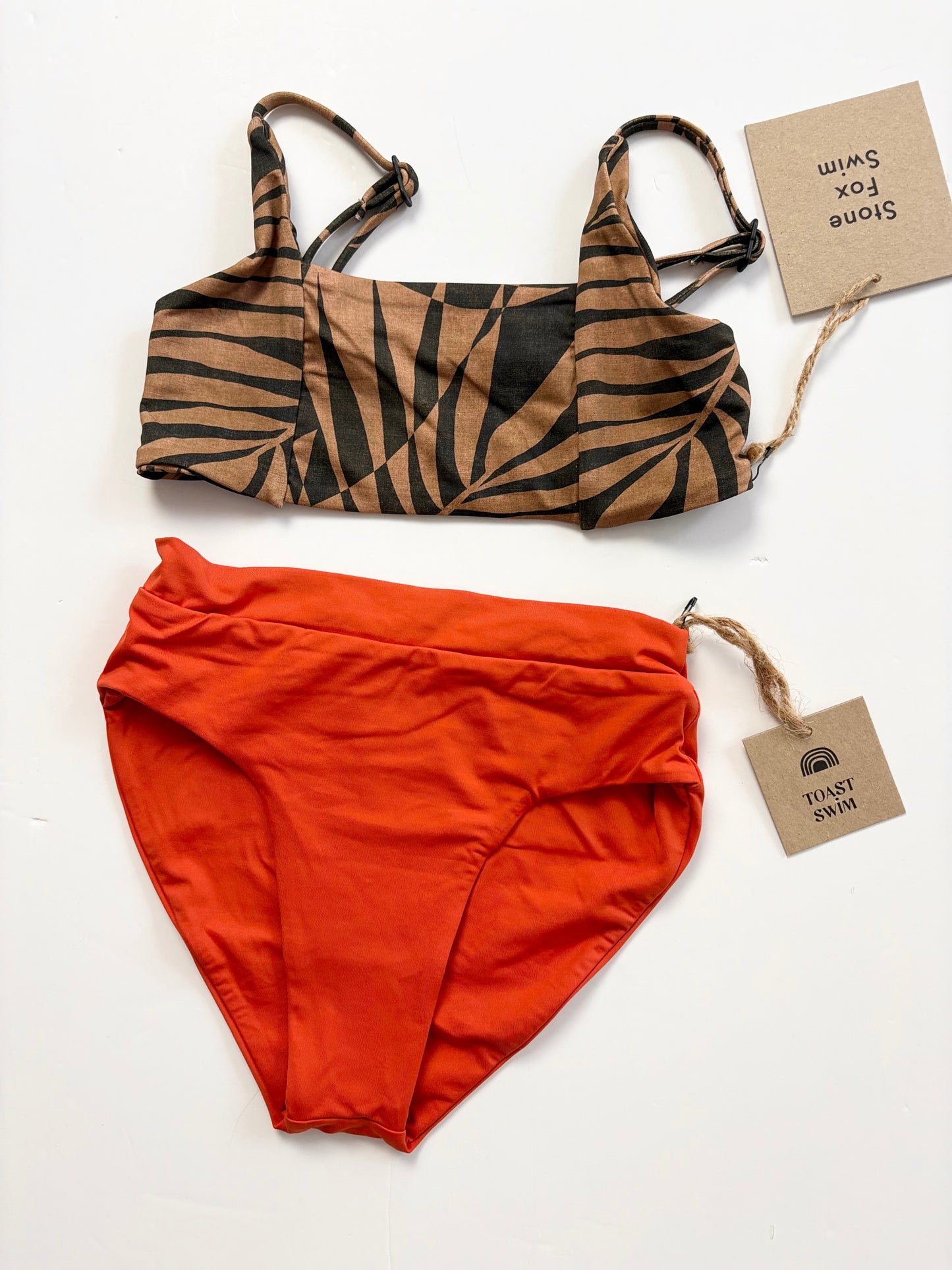 Stone Fox/Toast swim 2 piece swimsuit 5/6T