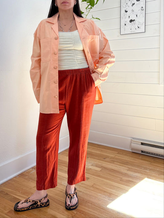 Maison Kitsuné peach structured shirt S/M