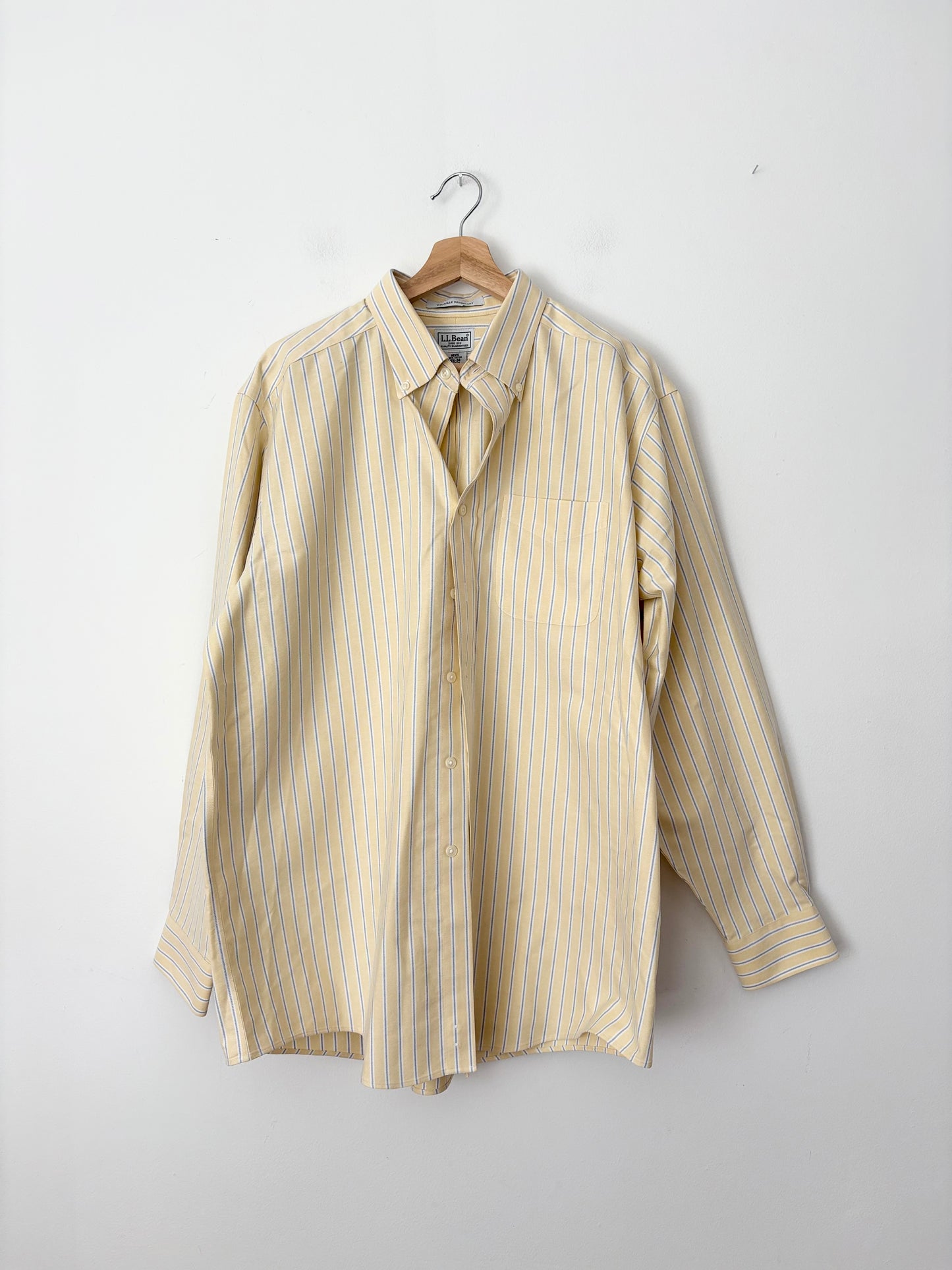 L.L Bean butter yellow stripe button down shirt XL