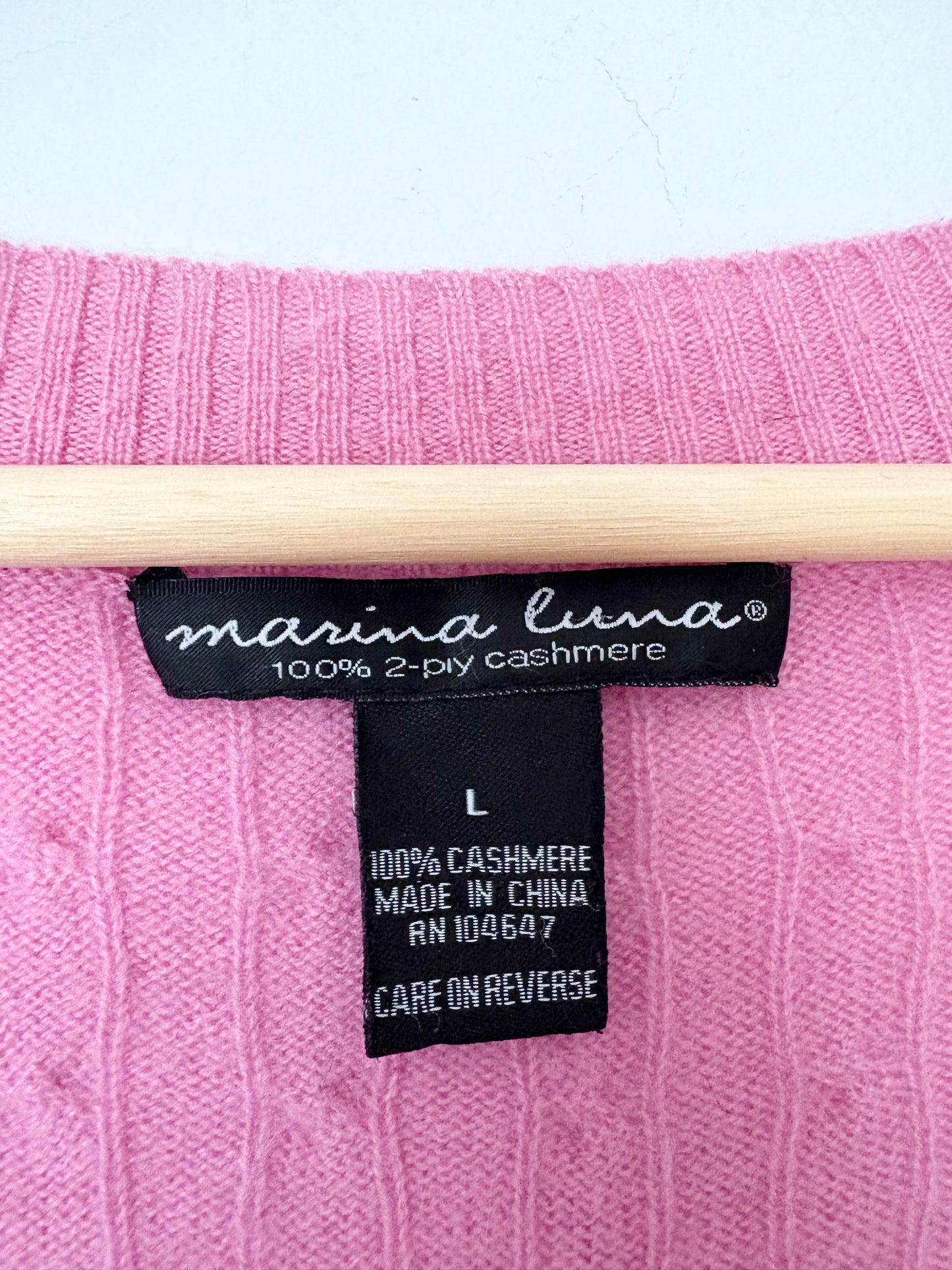 Marina Luna pink cable knit cashmere sweater Large