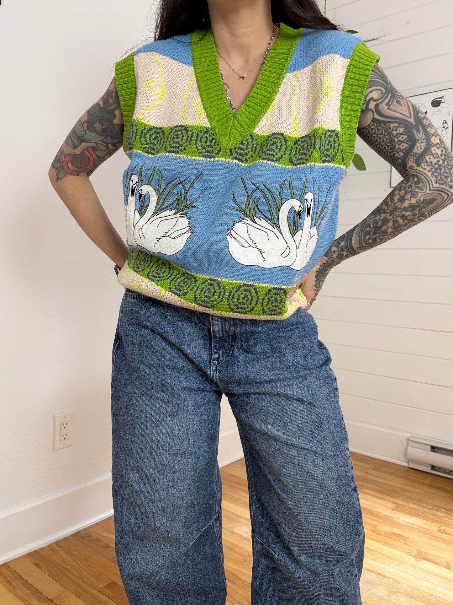 Gilet tricoté House of Sunny Swan Lake, taille L