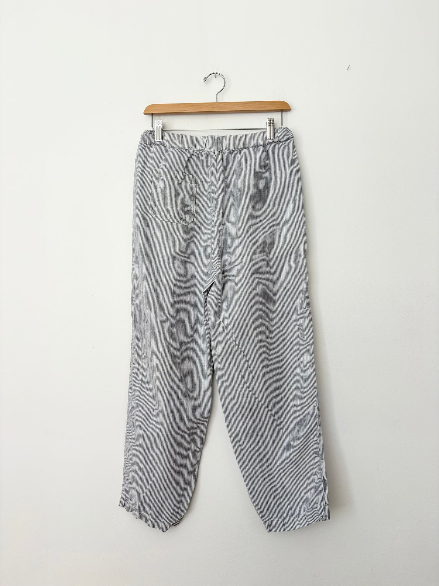 Quince linen stripe ankle pants Small