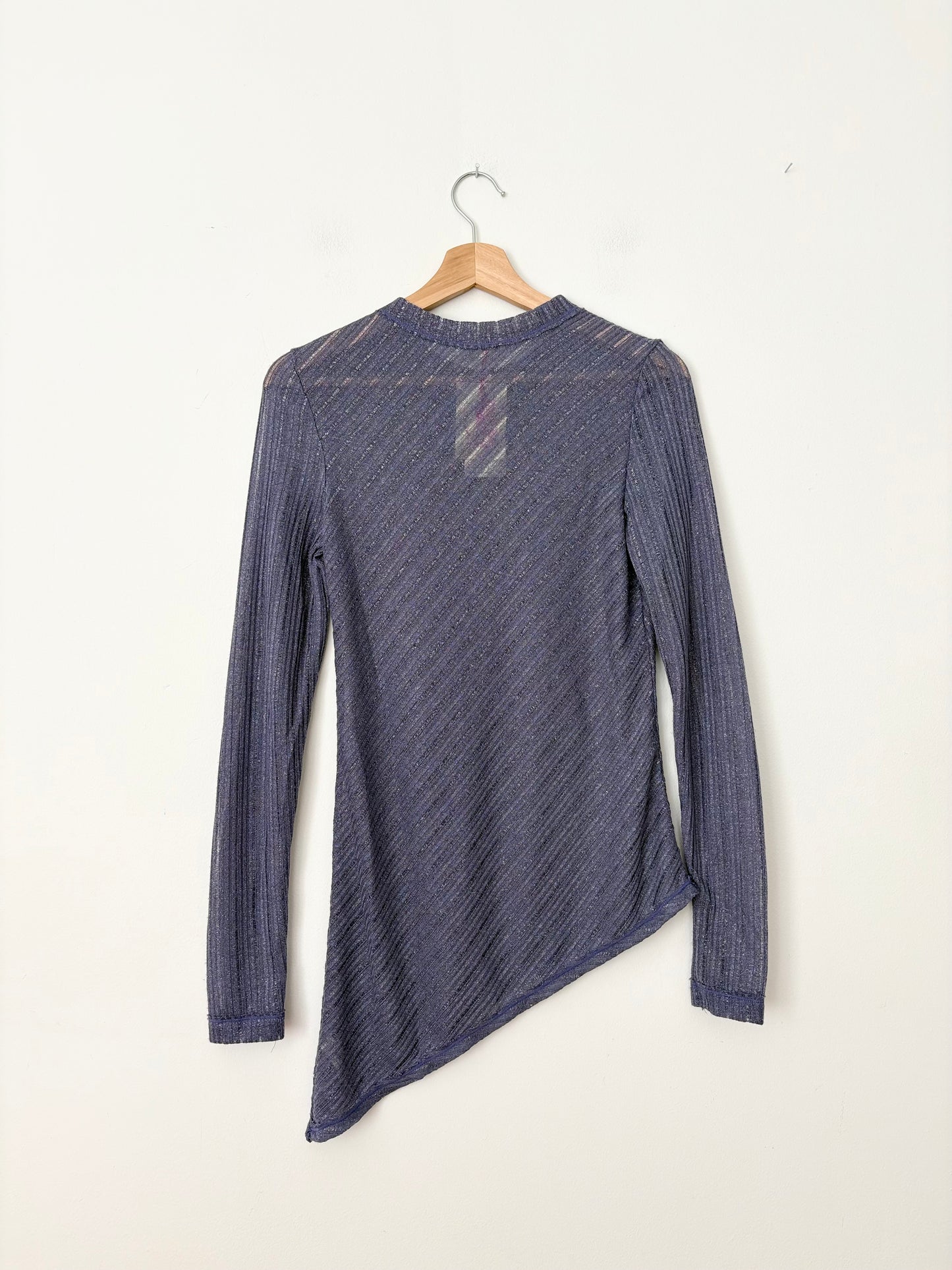 Free People sheer asymmetric sparkly top XS